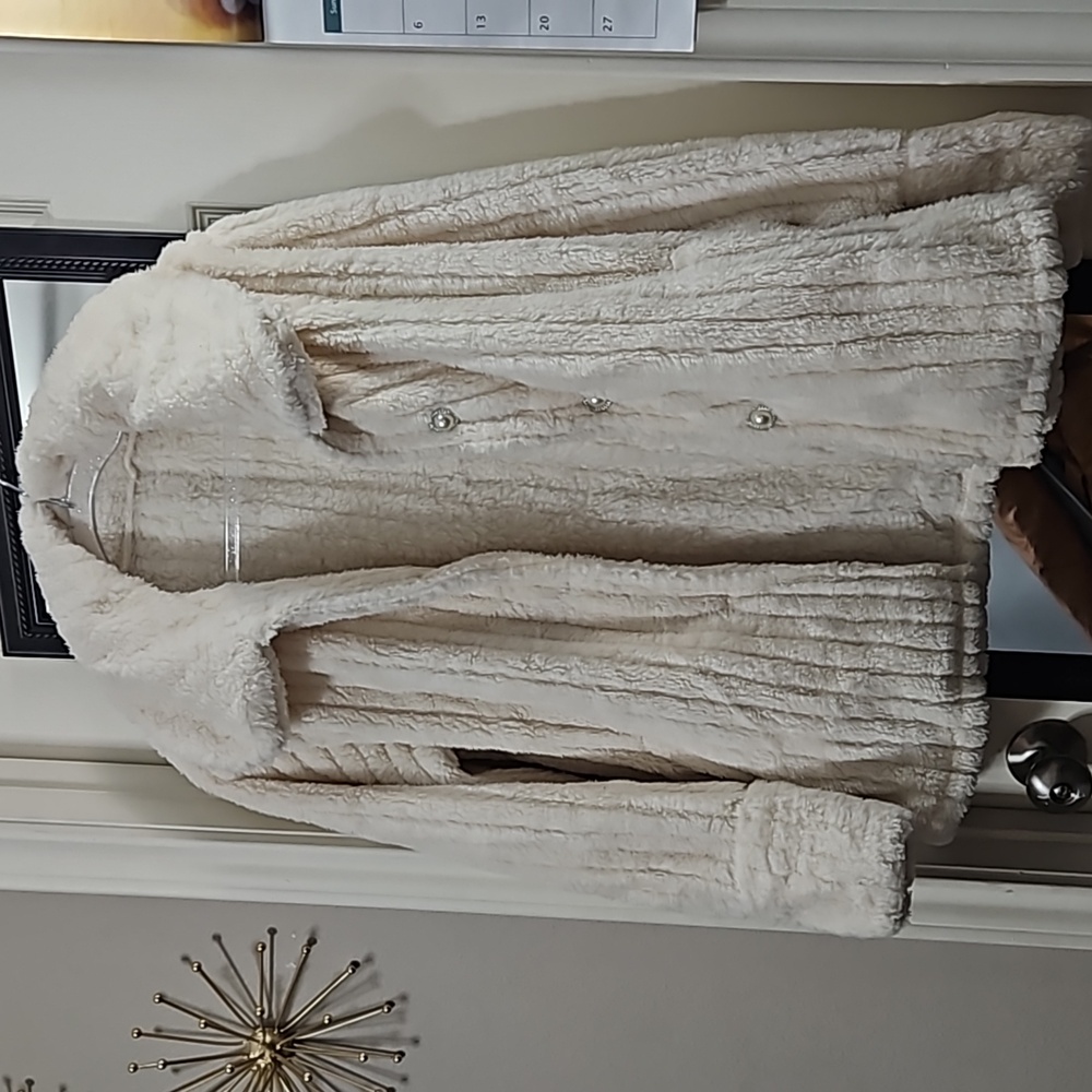 Cream fuzzy jacket size large